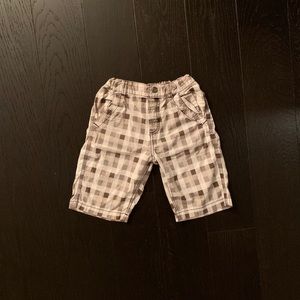 White and Brown Plaid Shorts